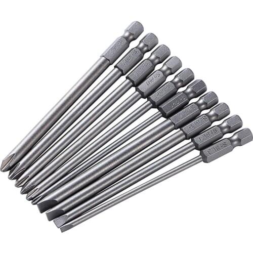 10pcs/set Hex Cross Head Screwdriver Bits S2 Steel Slotted Phillips Head Electric 100mm Long Screwdriver Bit Hand Power Tools