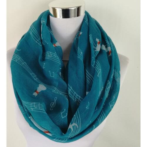 10pcs/lot Cute Cat Music Notes Print Viscose Loop Scarf Muslim Hijab Shawls And Women Scarves animal infinity Scarf Woman