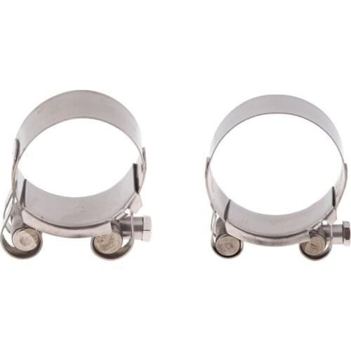 2 x Heavy Duty Stainless Steel Motorcycle Exhaust Clamp Clips 44-47/52-55mm