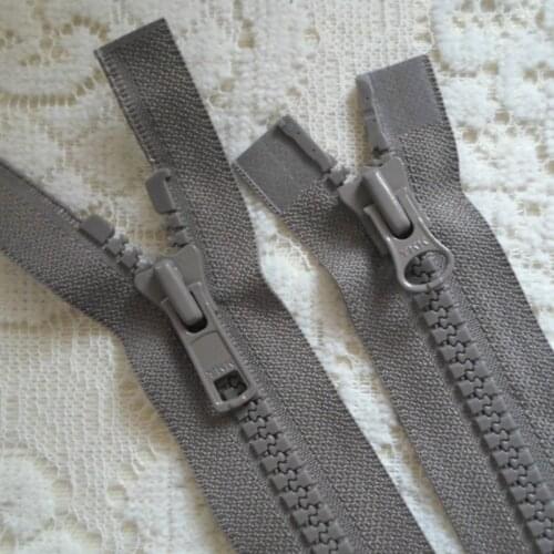 2 PCS/LOT LONG YKK RESIN ZIPPER GREY Double SLIDER HEAVY DUTY 2 WAY FOR Cloak Jacket SEWING ACCESSORIES