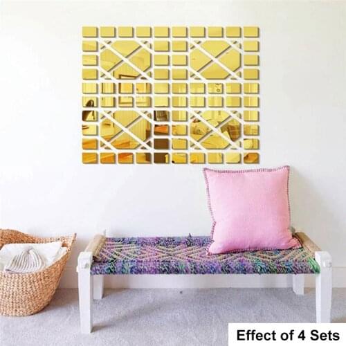 3D Geometric Abstract Acrylic Mirror Wall Sticker For Bedroom Wall Art Decals Mirror Stickers Mural Self-adhesive Home Decor