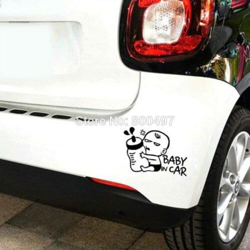 Car-styling Car Covers Warning Funny Baby in Car with feeding bottle Stickers for Toyota Ford Chevrolet Mazda Volkswagen Kia