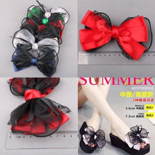 Free Shipping 10PCs 15CM Big Size Lace Chiffon Fabric Ribbon Bows Craft Button Patch Sticker Fit Ornament Shoes Headband Decor