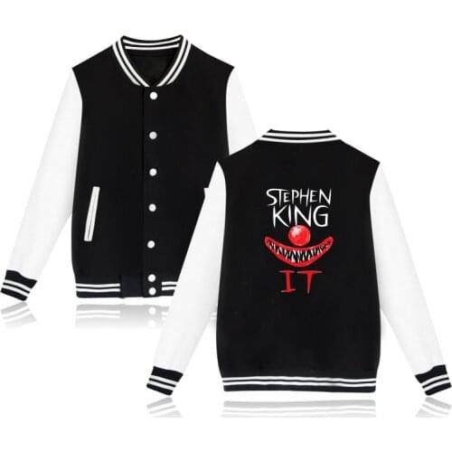 LUCKYFRIDAYF Stephen Kings It Horror Movie Baseball Jackets Men Sweatshirts Women/Men Button Print Uniform Winter Gothic Coat