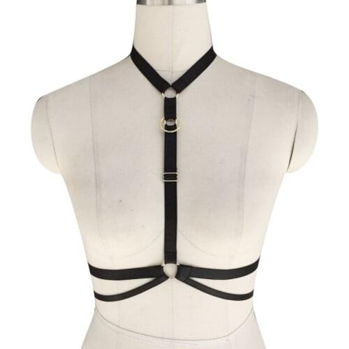 Black cage bra Women body cage harness Fashion sexy lingerie Elastic Can Adjust Size harajuku gothic pentagram bra bondage