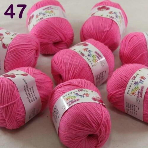 Color Optional 8 ballsX50g Cashmere Silk Velvet Children Hand Kintting Yarn DeepPink 18-47