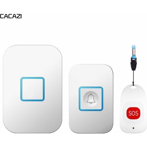 CACAZI Home Intelligent Wireless Pager Doorbell Old man Child Emergency call Alarm 80m Remote 1 pager 1 button 1 receiver
