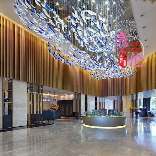 Customized sales department hotel lobby engineering light creative villa restaurant staircase art glass twisted strip large