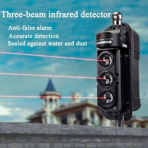 KIN JOIN 50M Photoelectric 3 Beam Perimeter Fence Active Infrared IR Sensor Barrier Detector Window Outdoor Intrusion Alarm