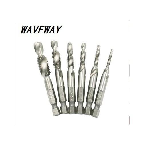 Express Submarine 6PC SM3-M10 composite tap drill bit thread spirals crew tap 1/4 '' hex 4341 HSS