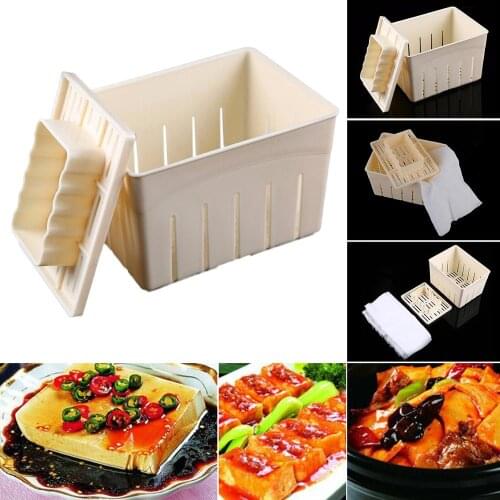 Hot DIY Plastic Tofu Press Mould Homemade Tofu Mold Soybean Curd Tofu Making Mold With Cheese Cloth Kitchen Cooking Tool Set