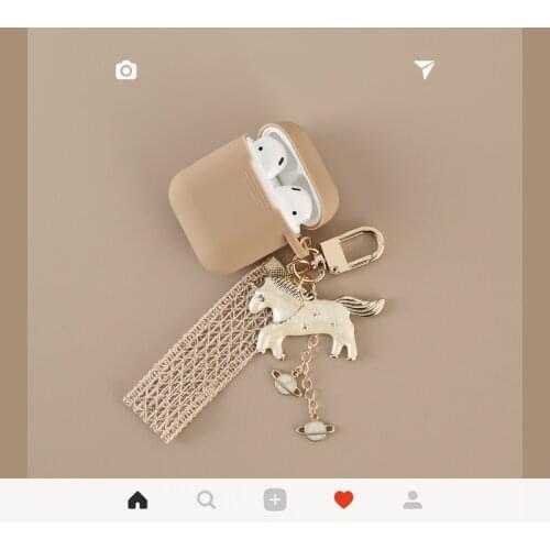 Cute Dream Unicorm Charm For Apple airpods wireless Bluetooth headset case Earphone Silicone Girl Cover anti-lost Case