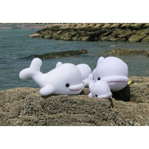 Marine animal big head white whale plush toy soft throw pillow, birthday gift b4849