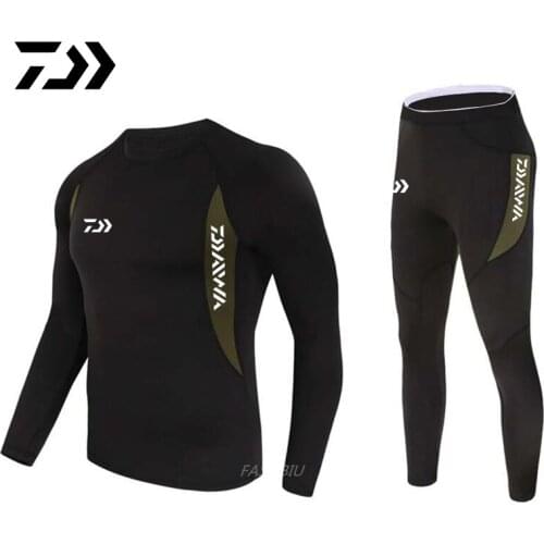 Daiwa Mens Fishing Set High Elasticity Fleece Sports Suit Riding Quick-drying Outdoor Sports Suit Thermal Underwear Fishing Set