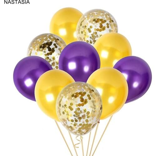 NASTASIA 15pcs/lot romantic balloon combination 12 inch purple pink gold transparent confetti birthday party wedding decoration