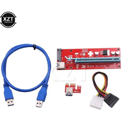 Newest PCI-E PCI Express Riser Card 1x to 16x USB 3.0 Data Cable SATA to 4pin IDE Molex Power Supply for BTC for LTC and ETH