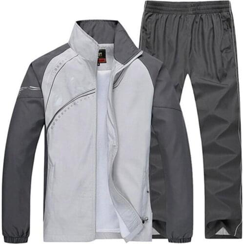New Men Set Spring Autumn Tracksuit Man Sportswear 2 Piece Set Sporting Suit Jacket+Pant Sweatsuit Male Clothing Asian Size 5XL