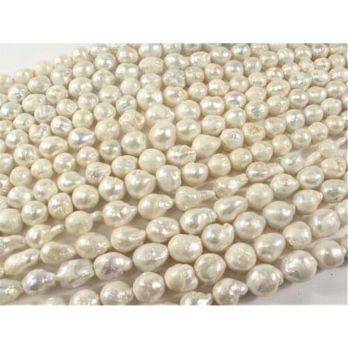 New 10-14 mm Baroque Natural White Graduated Freshwater Pearls, Baroque Pearls loose beads 15"