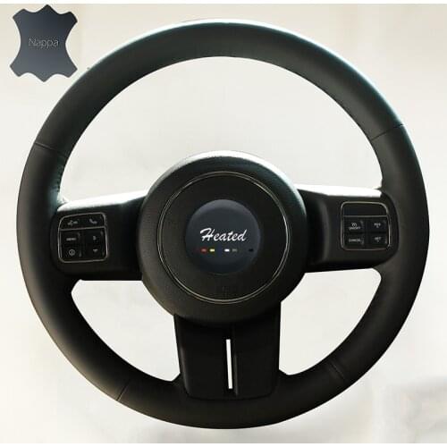 DIY genuine leather braiding on the wheel steering cover for Jeep Grand Cherokee 2011-2013 Compass Wrangler Patriot 2011-2016