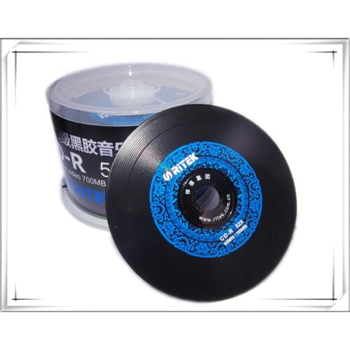 Wholesale 50 discs A+ Ri-brand Blank Printed 52x 700MB Black/Blue CD-R