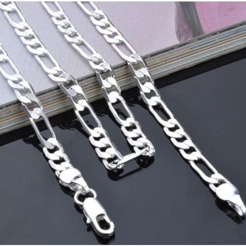4mm Chain Necklace 16" 18" 20" 22" 24inch 925 Sterling Silver Side Necklace For Women Men Jewelry Wholesale
