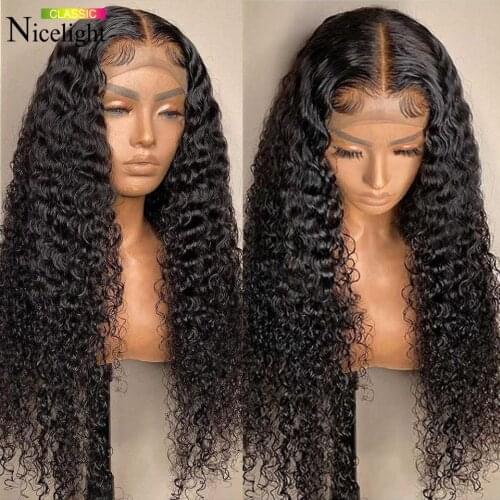 Nicelight Water Curly Lace Front Wig 13x4 Frontal Wig Brazilian Remy Human Hair Wigs Natural Hairline Curly Lace Closure Wig