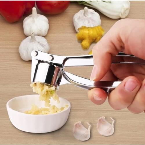 Stainless Steel Garlic Press Crusher Kitchen Accessories Cooking Vegetables Ginger Squeezer Masher Handheld Ginger Mincer Tools
