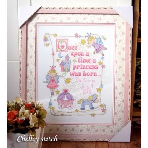 Craft Stich Cross Stitch Cotton Fabric Needlework Embroidery Crafts Counted Cross-Stitching Kit Birth Certification Cute Girl