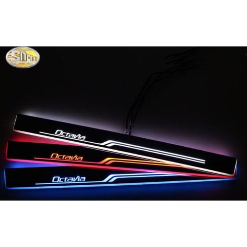 SNCN LED door sill for Skoda Octavia A5 2010-2013 Led moving lights door scuff plate outside door welcome pedal