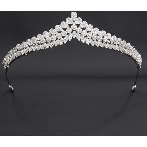 5A Level Cubic Zirconia Bridal Wedding Tiara Diadem Hair Jewelry Accessories Hairpieces CH10354