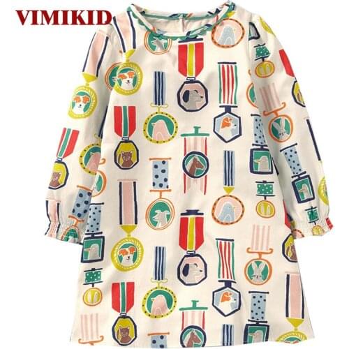 VIMIKID Baby Girls Dresses 100% Cotton Brand Autumn Dress Kids Clothes Vestido Princesa Character Children Dress Clothing k1