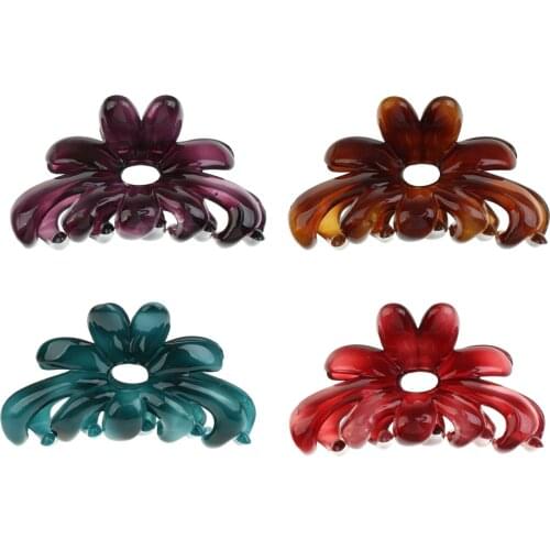 Western Latest Women Crab Hair Claw Clip Large Hairpin Colorful 4Pcs