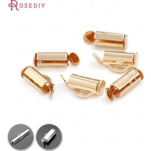 30PCS 9MM 13MM 19MM 24K Champagne Gold Color Plated Brass Row Beads Ends Fastener Clasps High Quality Diy Jewelry Accessories
