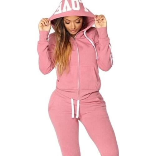 Womens tracksuit Sportswear Set for Women Hoodie + Pants Set Coat Sweet Hooded Women Pullover Female Sweatshirt Free Shipping