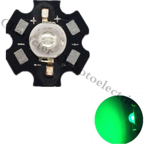 10-100PCS 1W 3W High Power Green LED Emitter 510-530nm 120lm with 20mm Star Heatsink