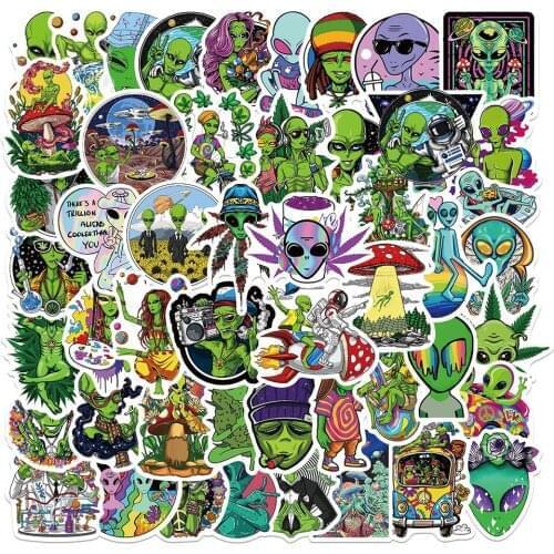 10/30/50PCS Funny Alien Psychedelic Weed Graffiti Stickers Car Motorcycle Luggage Guitar Skateboard Waterproof Decal Sticker
