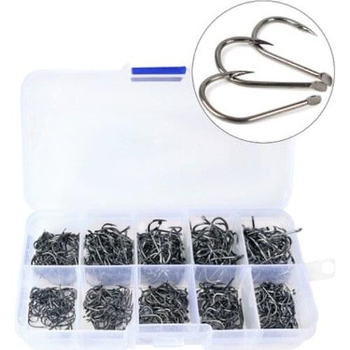 100/200/300/400Pcs/box Fishing Hooks Set Carbon Steel Single Circle Fishing Hook Fly Fishing Jip Barbed Carp Hooks Sea Tackle