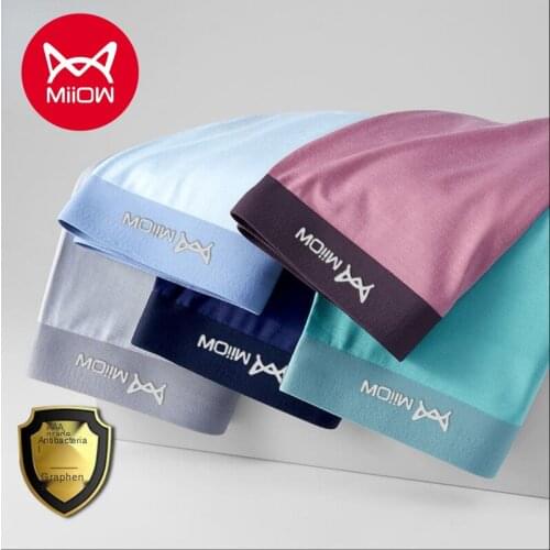 New Arrival MiiOW Mens Underwear Mens Seamless Modal Graphene Antibacterial Boxers Breathable Boxer Shorts