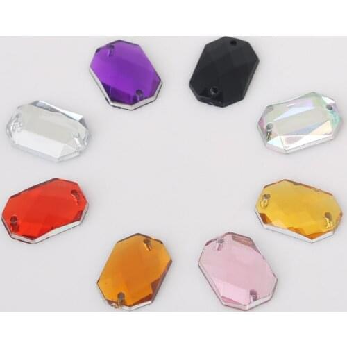 300pcs/Lot Rectangular Octagon All Colors Sew On Claw Rhinestones Glass Sewing Crystal Loose Strass Stones for Shoes Clothing