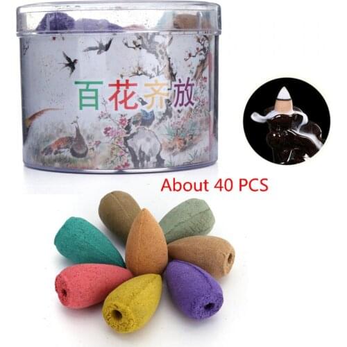 40pcs/Box Incense Cones Mixed Scent Incense Burner Cones Reflux Smoke Cone Tower Backflow Incense Sandalwood Scent Incense