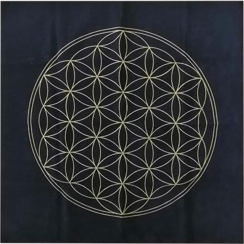 50X50cm The Flower Of Life Crystal Lattice Tarot Card Tablecloth Velvet Divination Altar Board Game Card Special Tablecloth