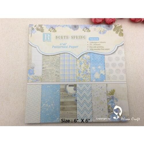 AlinaCraft 24 sheet 6"X6" North spring Scrapbooking patterned paper pack andmade craft paper craft Background pad
