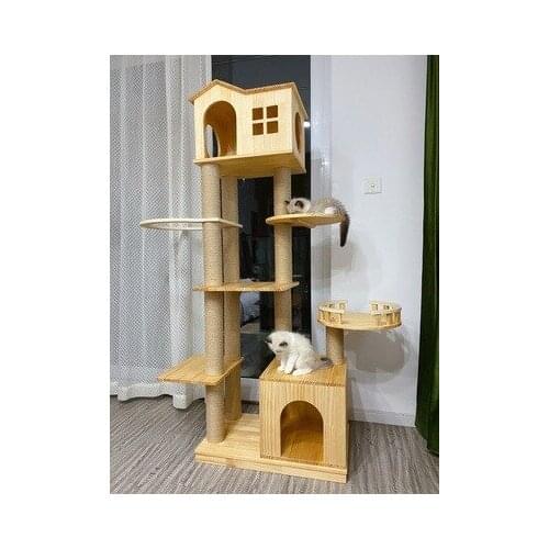 Solid Wood Large Cat Climbing Frame Cat Litter Integrated Villa Cat Jumping Platform Space Capsule Solid Cat Furniture