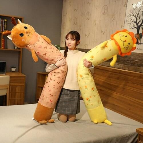 Large Size 95-175cm Lion Plush Toys Sleeping Long Pillow Stuffed Animal Cushion Deer Sheep Dolls For Baby Kids Girls Birthday