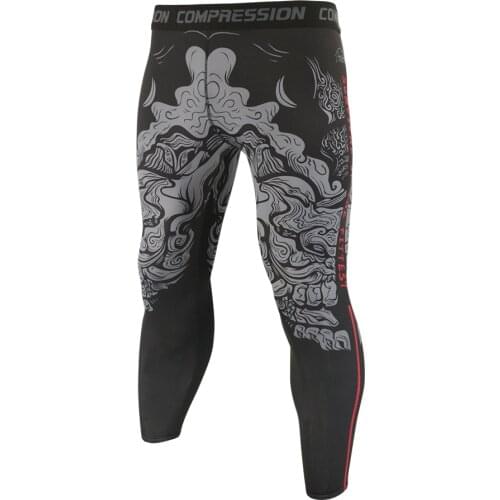 Men Black Cow Breathable Elastic Running Pants Sport Jogging Training Leggings Gym Compression Fitness Tight Trousers Male