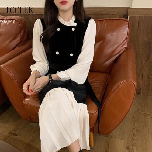One-Piece Korean Dress Elegant Sweet Dresses For Office Women 2021 Spring Autumn New WomenS Clothing Casual Vestido De Mulher