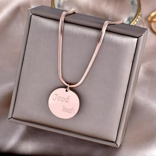 316L stainless steel no fading Good Luck web celebrity Same style plus long clavicle chain round brand Lucky Sen necklace