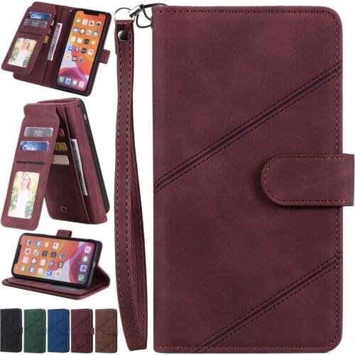 For Samsung Galaxy A20E A20 A21S A32 A40 A42 A50 A50S A30S A51 Premium Soft PU Leather Flip Folio Wallet Wrist Strap Case Etui