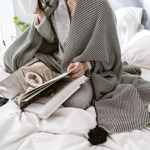 Nordic Cotton Bed Throw Blanket Textured Solid Soft Sofa Couch Cover Decorative Knitted Blanket Weighted Knit Blanket