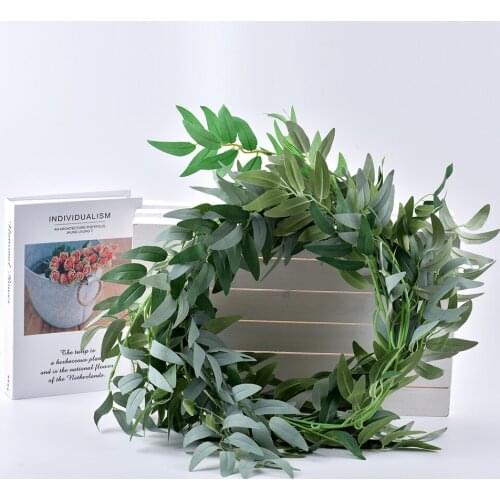 Artificial Eucalyptus Willow Leaves Green Garland Christmas Vine Wedding Greenery Home Party Table Wall Green Leaves Decoration